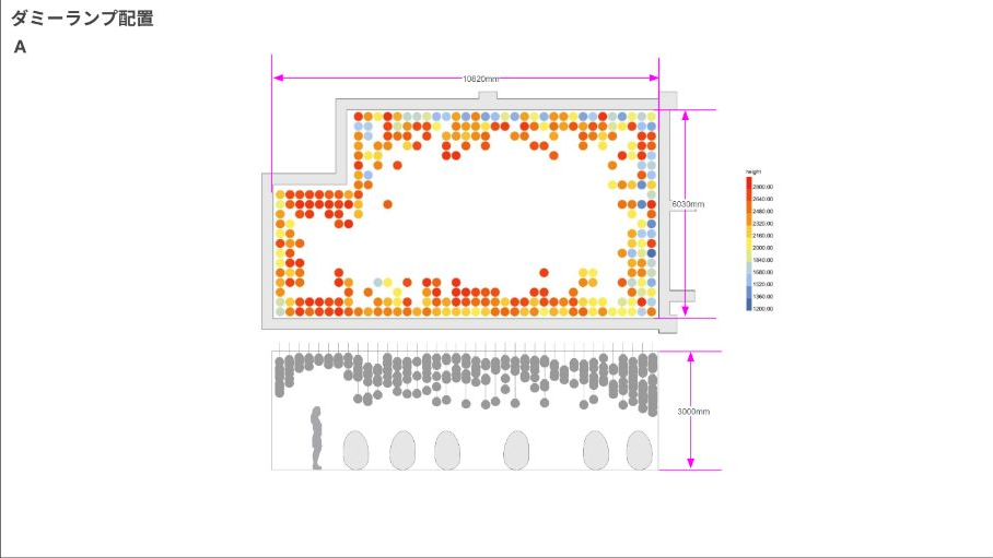 Calculated Mumbai layout A, with a height-colored plan and a section showing human scale.