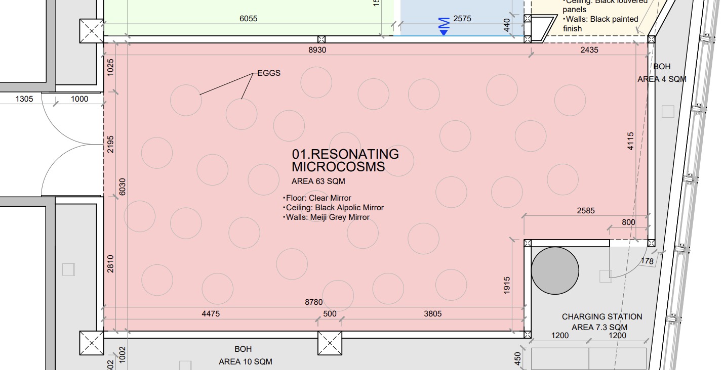Architectural base floor plan for the reflective-room study